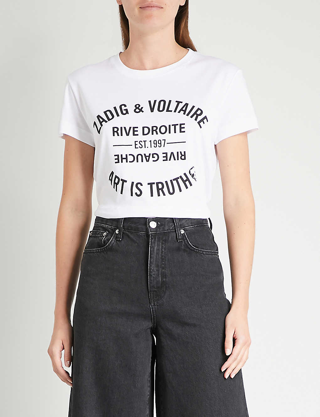 Shop Zadig & Voltaire Zadig&voltaire Women's Blanc Logo-print Cotton T-shirt In Blanc (white)