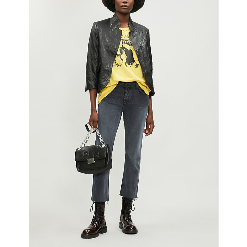 Shop Zadig & Voltaire Zadig&voltaire Women's Noir Verys Leather Jacket