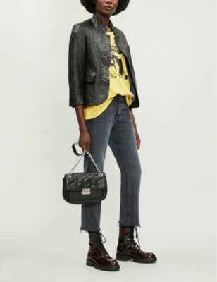 Shop Zadig & Voltaire Zadig&voltaire Women's Noir Verys Leather Jacket