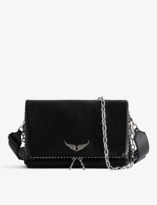 Zadig & Voltaire Rock Stud-embellished Leather Clutch Bag in Black