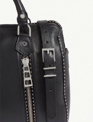 Zadig & Voltaire Sunny Studded Leather Bowling Bag In Noir