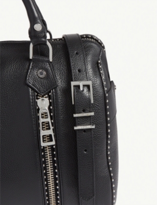 Shop Zadig & Voltaire Zadig&voltaire Noir Sunny Studded Leather Bowling Bag