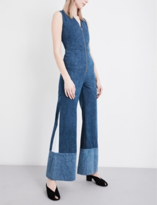 MAJE Patim V-neck denim jumpsuit