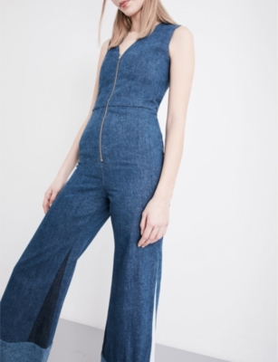 MAJE Patim V-neck denim jumpsuit