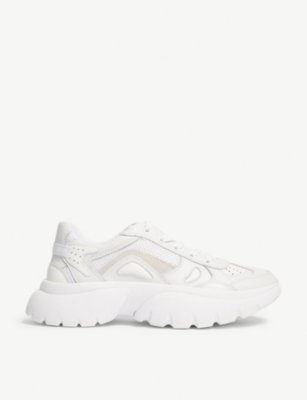 maje faster leather trainers