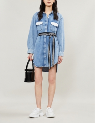 maje denim shirt dress Short flared denim dress Navy for Women