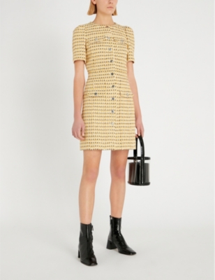 yellow tweed dress