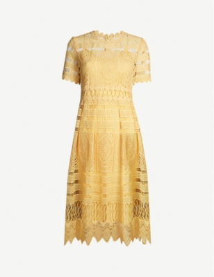 maje roseray lace midi dress