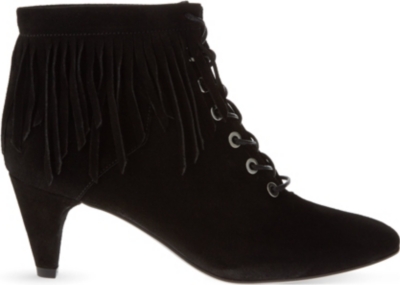 MAJE   Fringed suede ankle boots