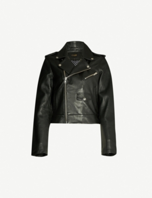 Maje Baltika Leather Biker Jacket Selfridges Com