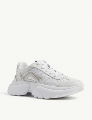 maje faster leather trainers