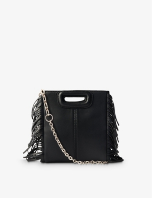 Maje Leather Mini M Bag With Chain In Black