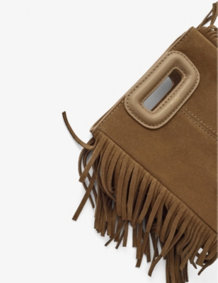 MAJE: Mini M tassel-trimmed suede shoulder bag
