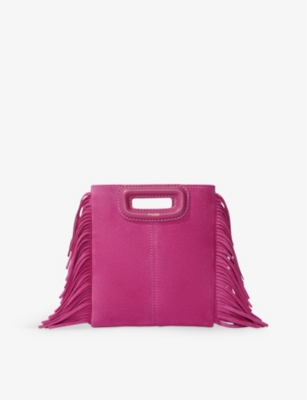 MAJE: Mini M tassel-trimmed suede shoulder bag