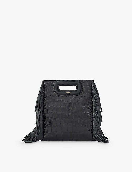 MAJE: Mini M croc-embossed leather shoulder bag