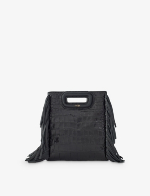 Maje Black Mini M Croc-embossed Leather Shoulder Bag 1 Size