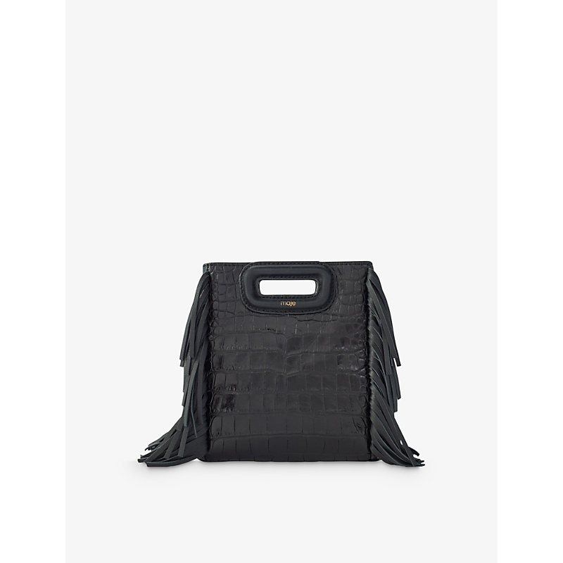 Maje Black Mini M Croc-embossed Leather Shoulder Bag 1 Size