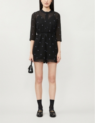 Maje Ivoly Crepe Playsuit Selfridges Com