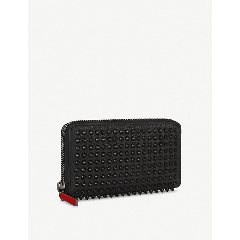 Shop Christian Louboutin Womens Black/blac Panettone Spike-embellished Leather Wallet