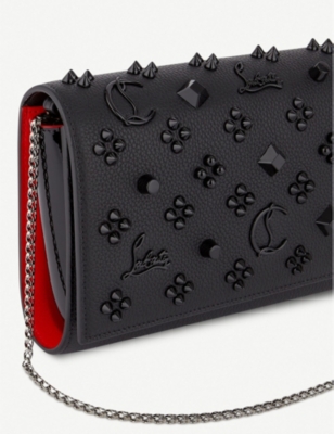 Shop Christian Louboutin Paloma Leather Clutch Bag In Black/ultr