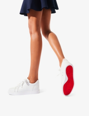 Shop Christian Louboutin Women's Bianco Vieira Leather Trainers