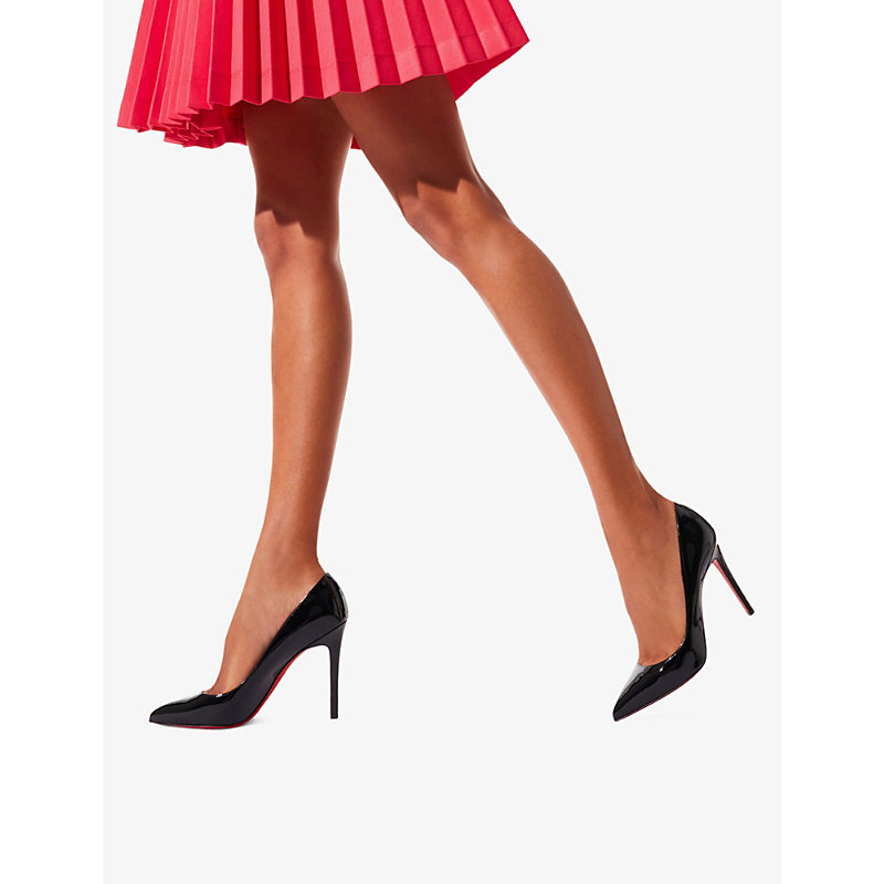 Shop Christian Louboutin Pigalle 100 Patent-leather Courts In Black