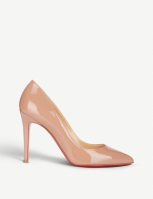 Christian Louboutin Womens Black Pigalle 100 Patent-leather Courts In Nude 6248