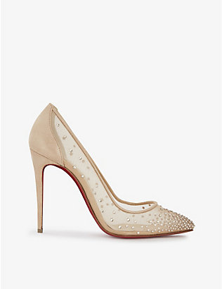 CHRISTIAN LOUBOUTIN: Follies Strass 100 suede courts
