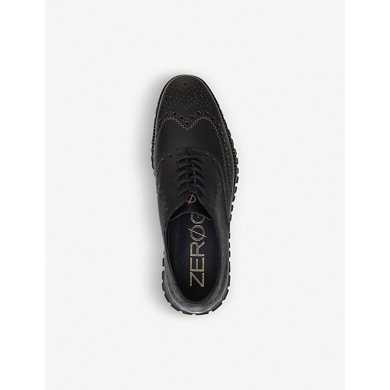 Shop Cole Haan Men's Black Zerøgrand Leather Oxford Shoes