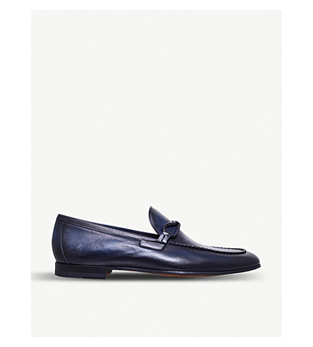 Magnanni BRAID-TRIMMED LEATHER LOAFERS