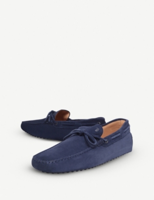 Shop Tod's Tods Men's Blue Gommino Heaven Suede Driving Shoes