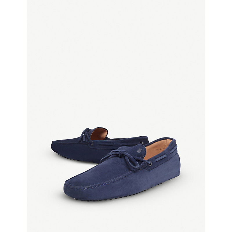 Shop Tod's Tods Mens Blue Gommino Heaven Suede Driving Shoes