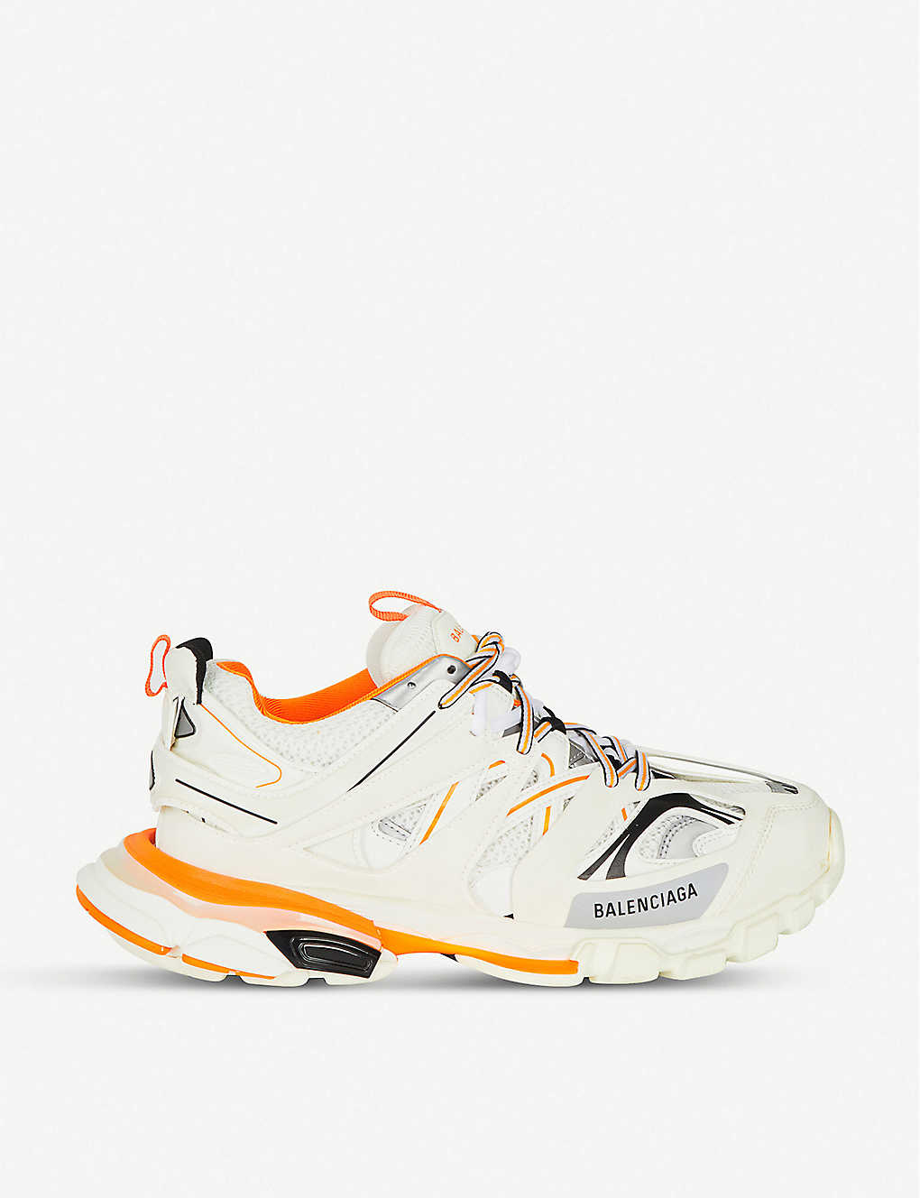 Shop Balenciaga Men's White/orange Track Nylon And Mesh Trainers In White/comb