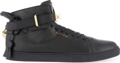 BUSCEMI   Leather mid top trainers