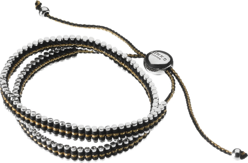 LINKS OF LONDON   Double wrap friendship bracelet   gold and black