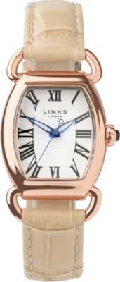 Links Of London Driver Ellipse Gold Plated Leather Watch Selfridges Com