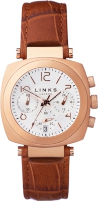 Links Of London Brompton Rose Gold Plated Leather Chronograph Watch Selfridges Com