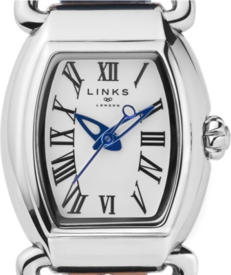 Links Of London 6010 2158 Driver Mini Tonneau Stainless Steel And Leather Watch Selfridges Com