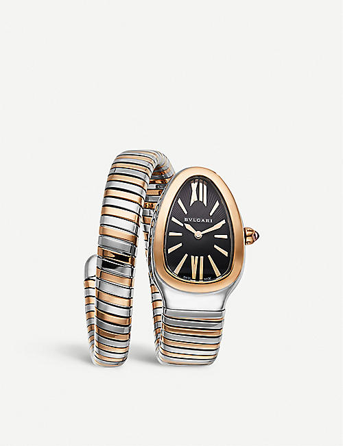BVLGARI: Serpenti 18ct pink-gold and stainless steel watch