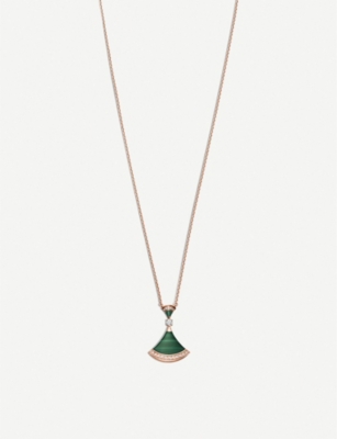 BVLGARI - Divas' Dream 18ct rose-gold, malachite and diamond necklace |  