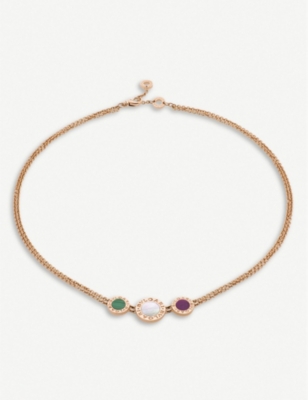 BVLGARI Bvlgari Bvlgari 18ct rose-gold, mother-of-pearl, malachite and sugilite choker necklace