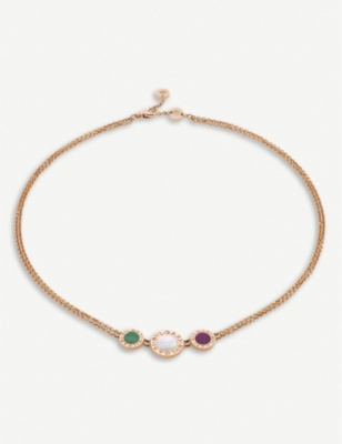 BVLGARI: Bvlgari Bvlgari 18ct rose-gold, mother-of-pearl, malachite and sugilite choker necklace