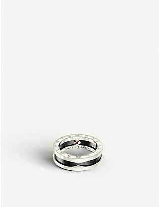 BVLGARI: Save the Children one-band sterling silver and black-ceramic ring