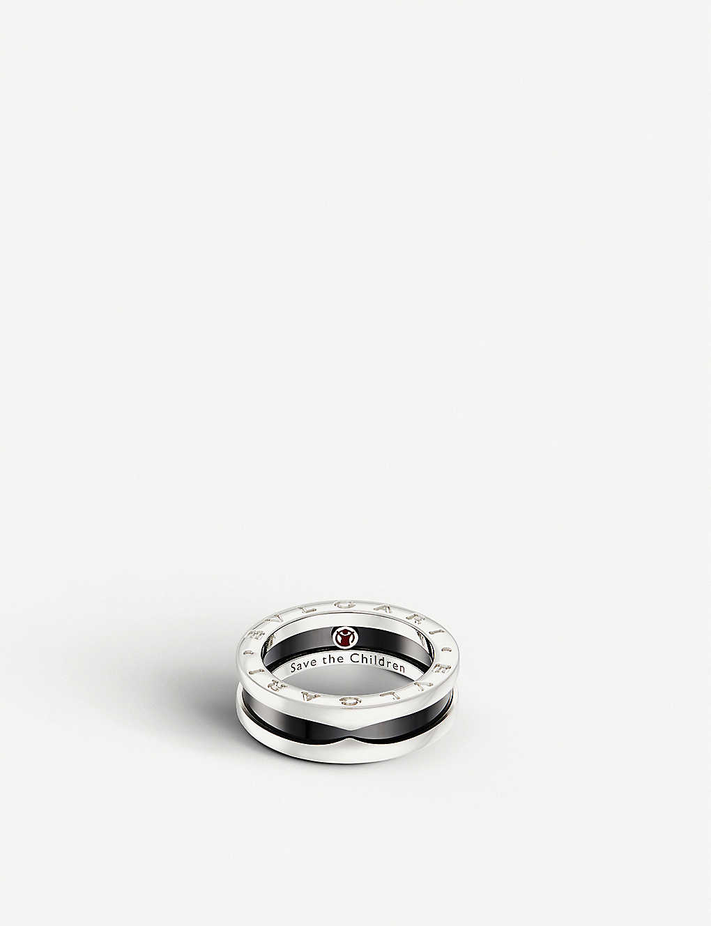 BVLGARI Save the Children one-band sterling silver and black-ceramic ring
