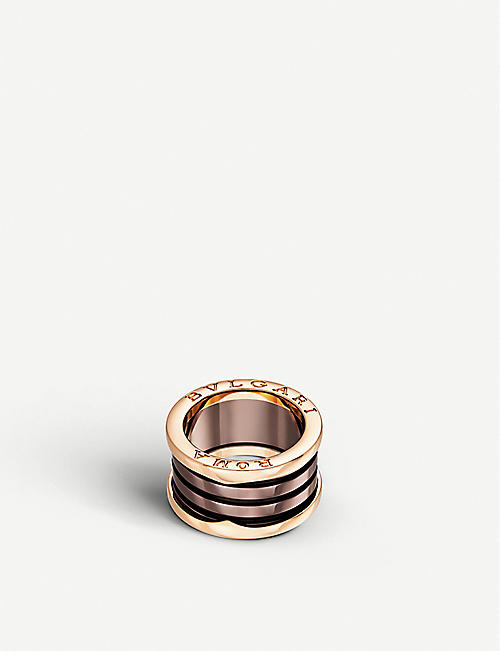 BVLGARI: B.zero1 Roma four-band 18kt pink-gold and bronze ceramic ring