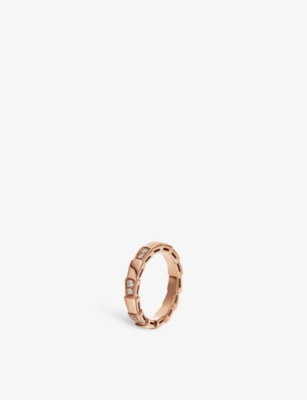 Bvlgari Womens Rose Gold Serpenti 18ct Rose-gold And Diamond Ring