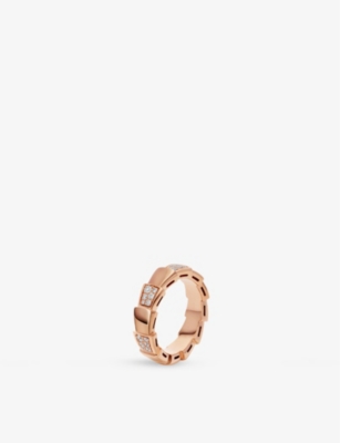 Bvlgari Womens Rose Gold Serpenti 18ct Rose-gold And Diamond Ring