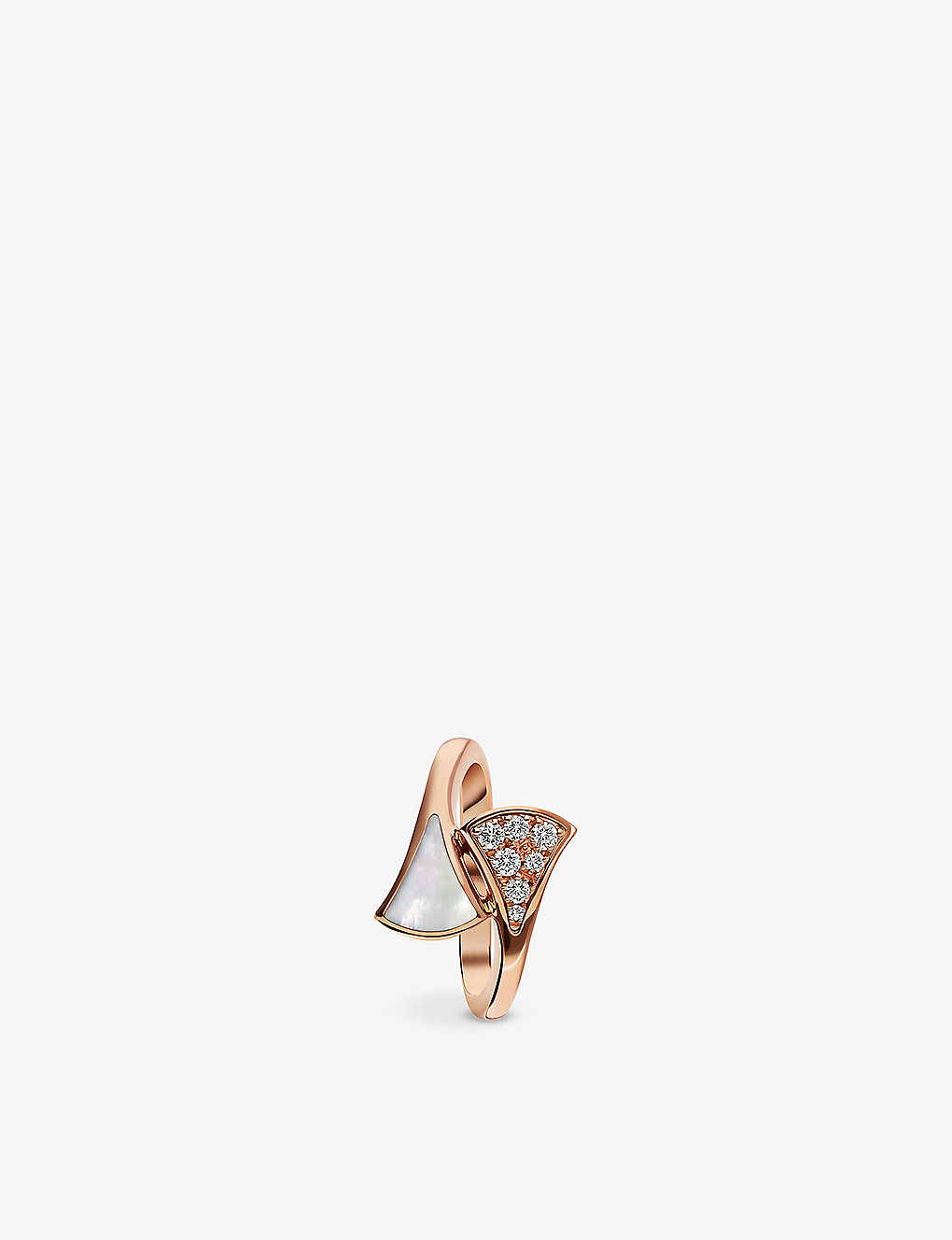 Bvlgari Womens Rose Gold Divas Dream Small 18ct Rose-gold, Mother-of-pearl And Diamond Ring