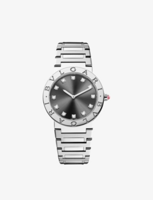 Shop Bvlgari Stainless Steel Stainless Steel And Diamond Watch