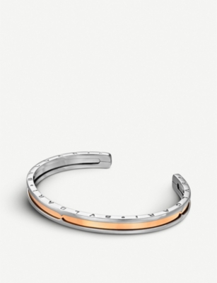 Bvlgari B Zero1 Steel And 18kt Pink Gold Bracelet Cuff Selfridges Com